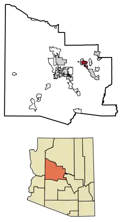 Location of Cottonwood in Yavapai County, Arizona