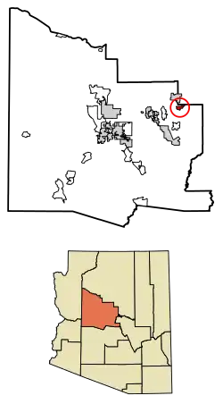 Location of Village of Oak Creek (Big Park) in Yavapai County, Arizona.
