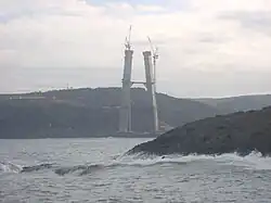 Poyrazköy pylons (view from Garipçe, Sarıyer in January 2014)