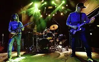 Yawning Man performing at The Echo in 2019; left to right: Gary Arce, Bill Stinson and Mario Lalli
