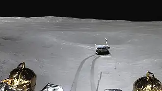 Chang'e-4 and Yutu-2 on the surface of the far side of the Moon