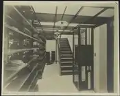 Historic photograph of Pequot Library stacks