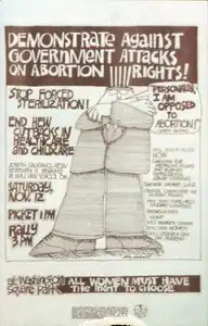 1977 poster announcing an abortion rights protest