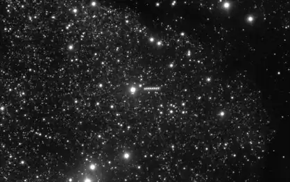 VLT FORS2 ESO image of 3I/ATLAS in motion through 13 minutes - visible as a line[68]